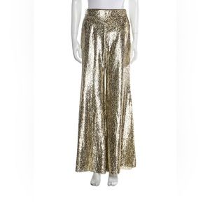 Forte Forte Metallic High Waisted Wide Leg Flared Trouser Pants Size 00 NWT